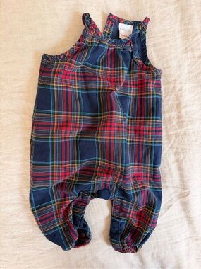 Plaid Navy and Red Baby Romper - Hanna Andersson